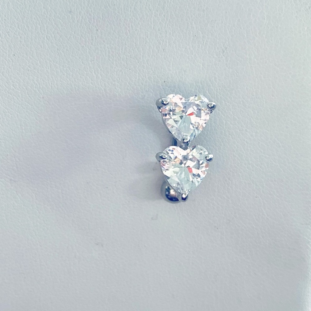 Diamond Heart Inverted Belly Button Ring